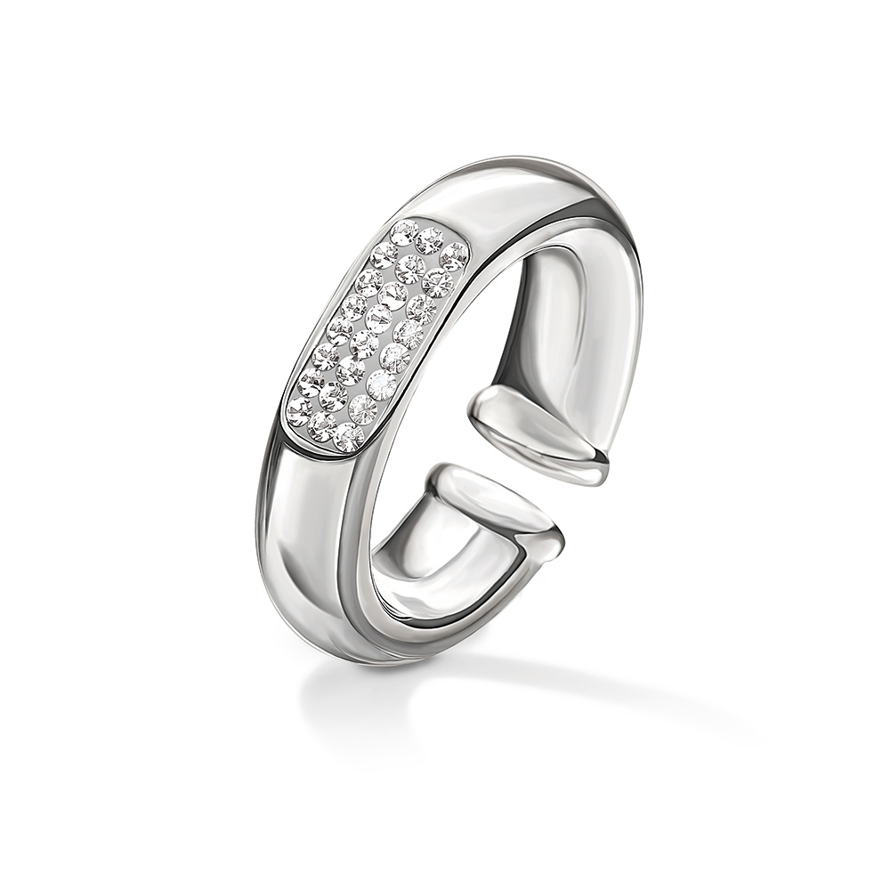 FOLLI FOLLIE – Γυναικείο επάργυρο δαχτυλίδι FOLLI FOLLIE AWE με κρυστάλλινες πέτρες