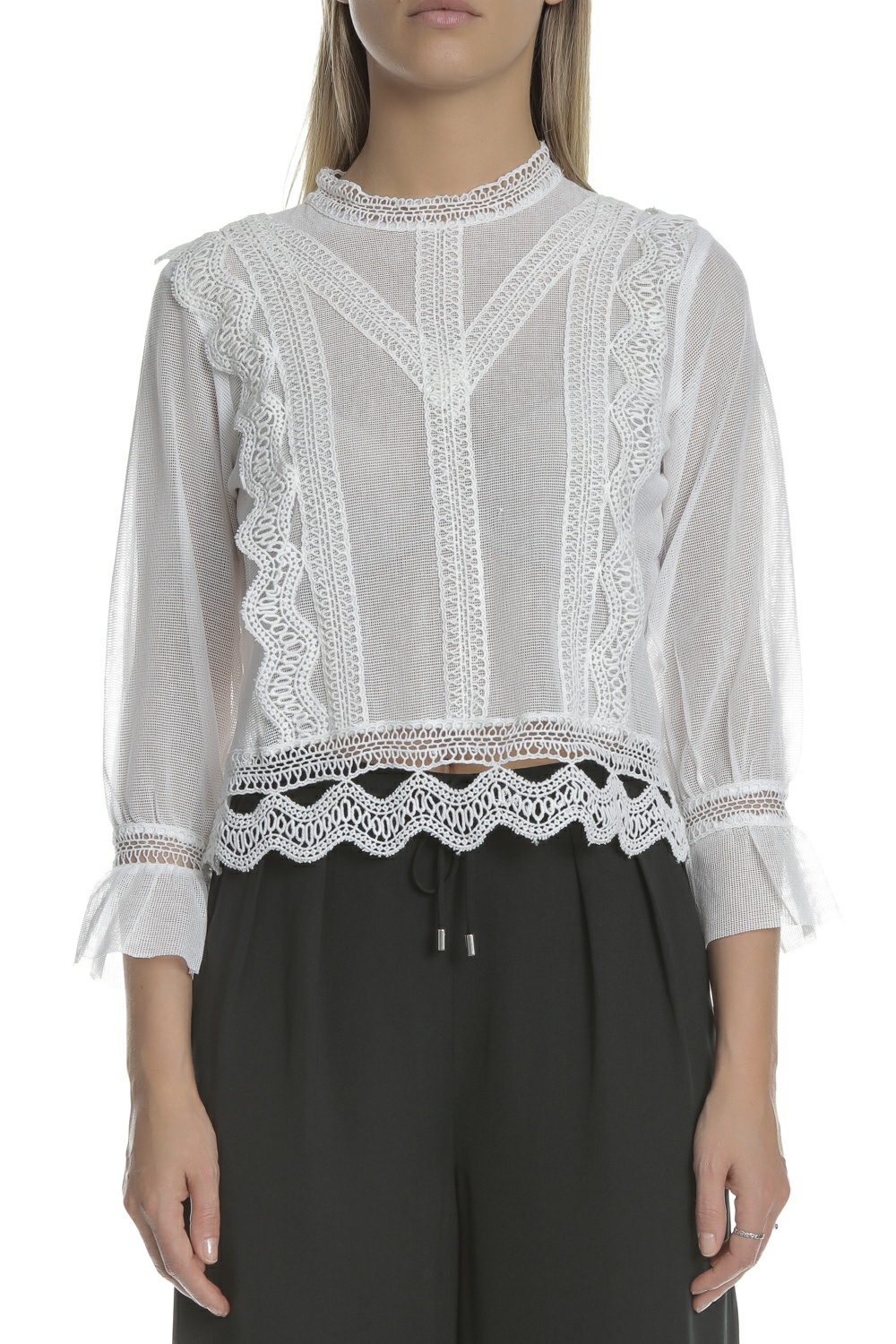 GUESS – Γυναικεία μακρυμάνικη μπλούζα ZELDA GUESS λευκή