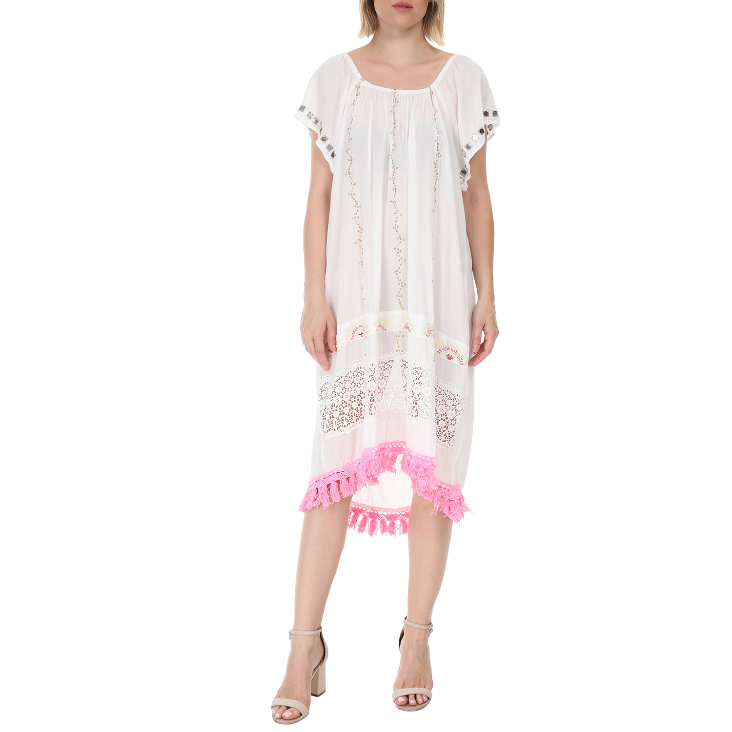 RUBY YAYA – Γυναικείο μίνι φόρεμα RUBY YAYA VALENTINA λευκό