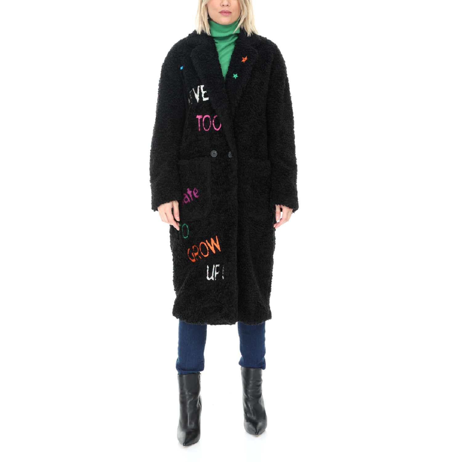 FRONTSTREET – Γυναικείο γούνινο παλτό FRONTSTREET μαύρο
