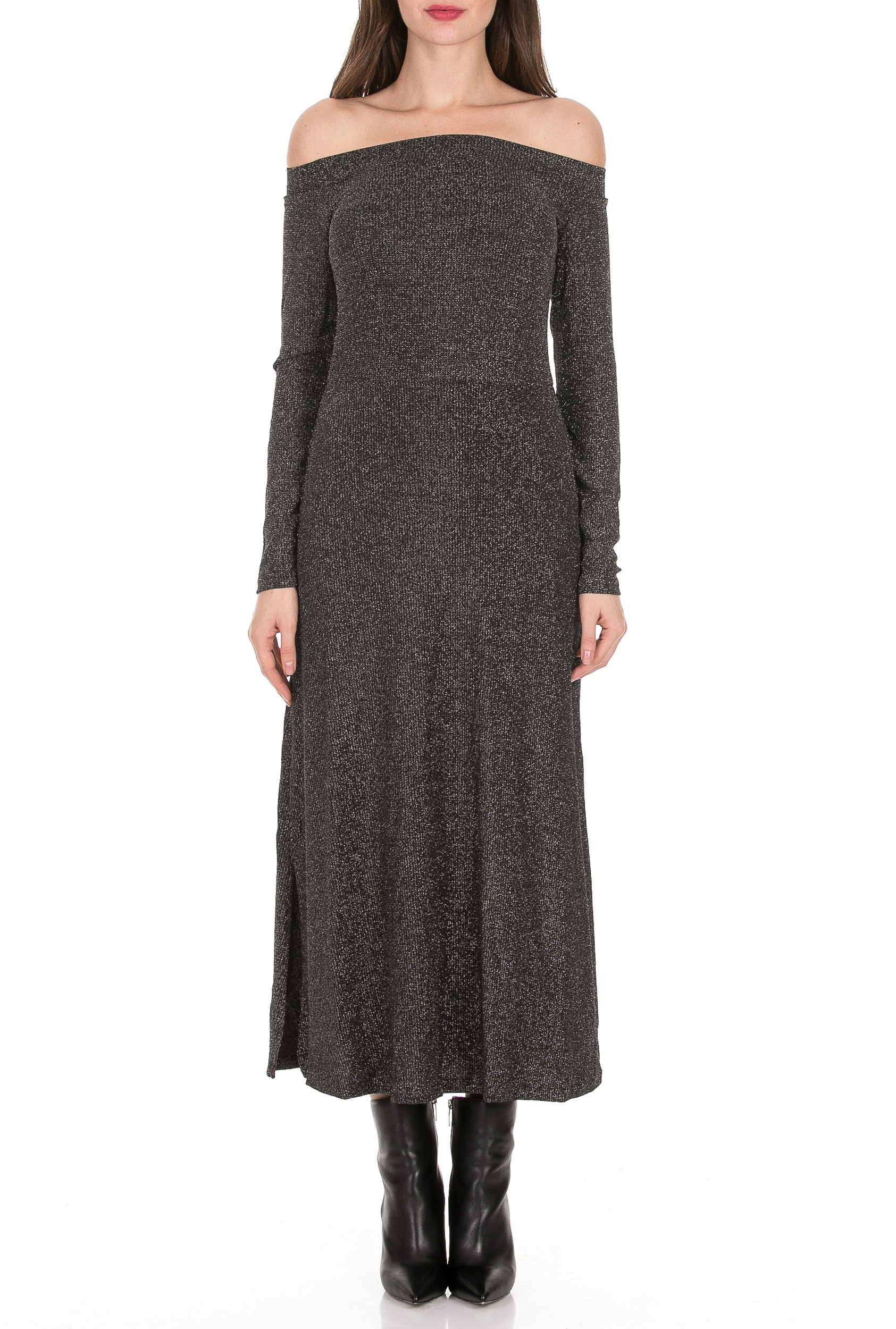 RELIGION – Γυναικείο maxi φόρεμα RELIGION MODERN DRESS γκρι