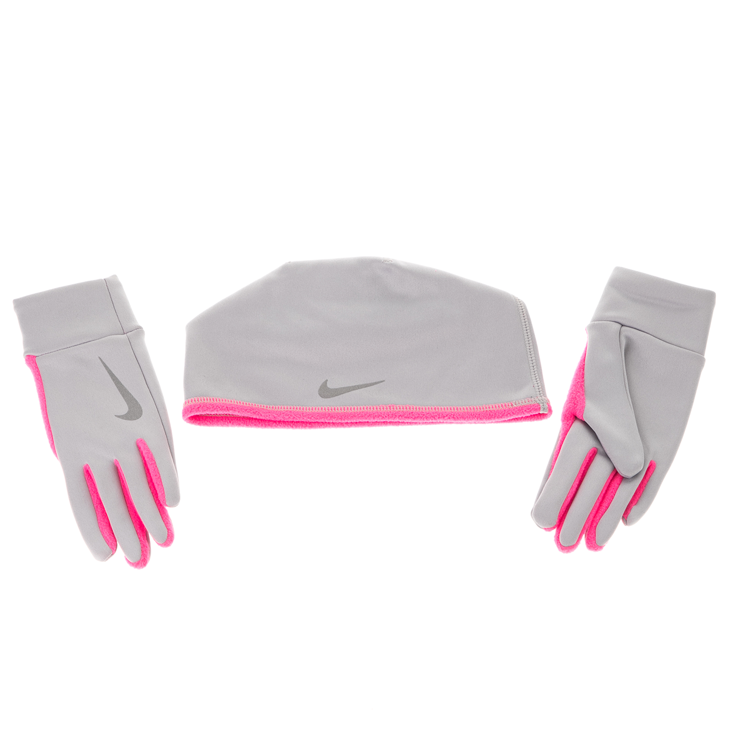 NIKE ACCESSORIES – Γυναικείο σετ σκούφος και γάντια RC.32.2S RUN THERMAL γκρι ροζ