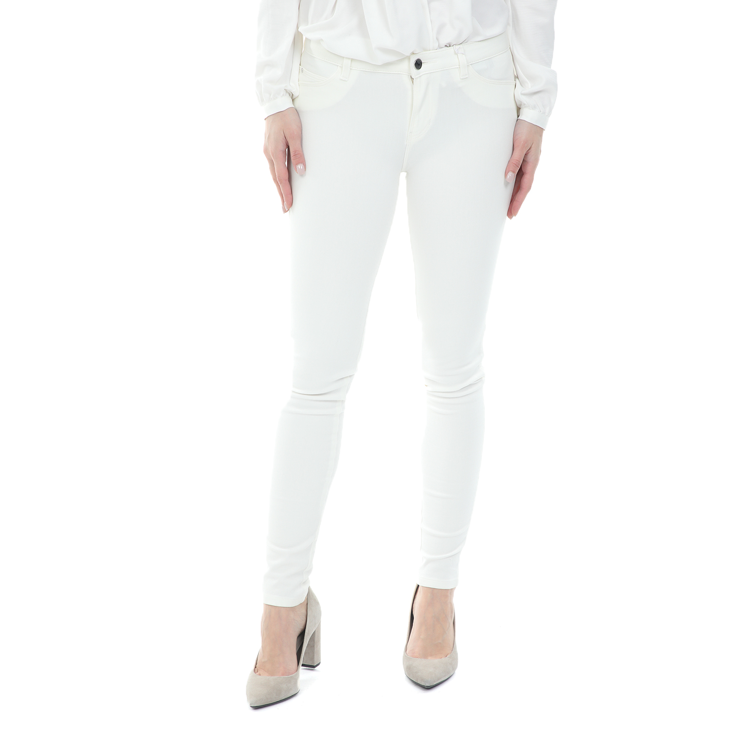 GUESS – Γυναικείο jean παντελόνι GUESS CURVE X λευκό