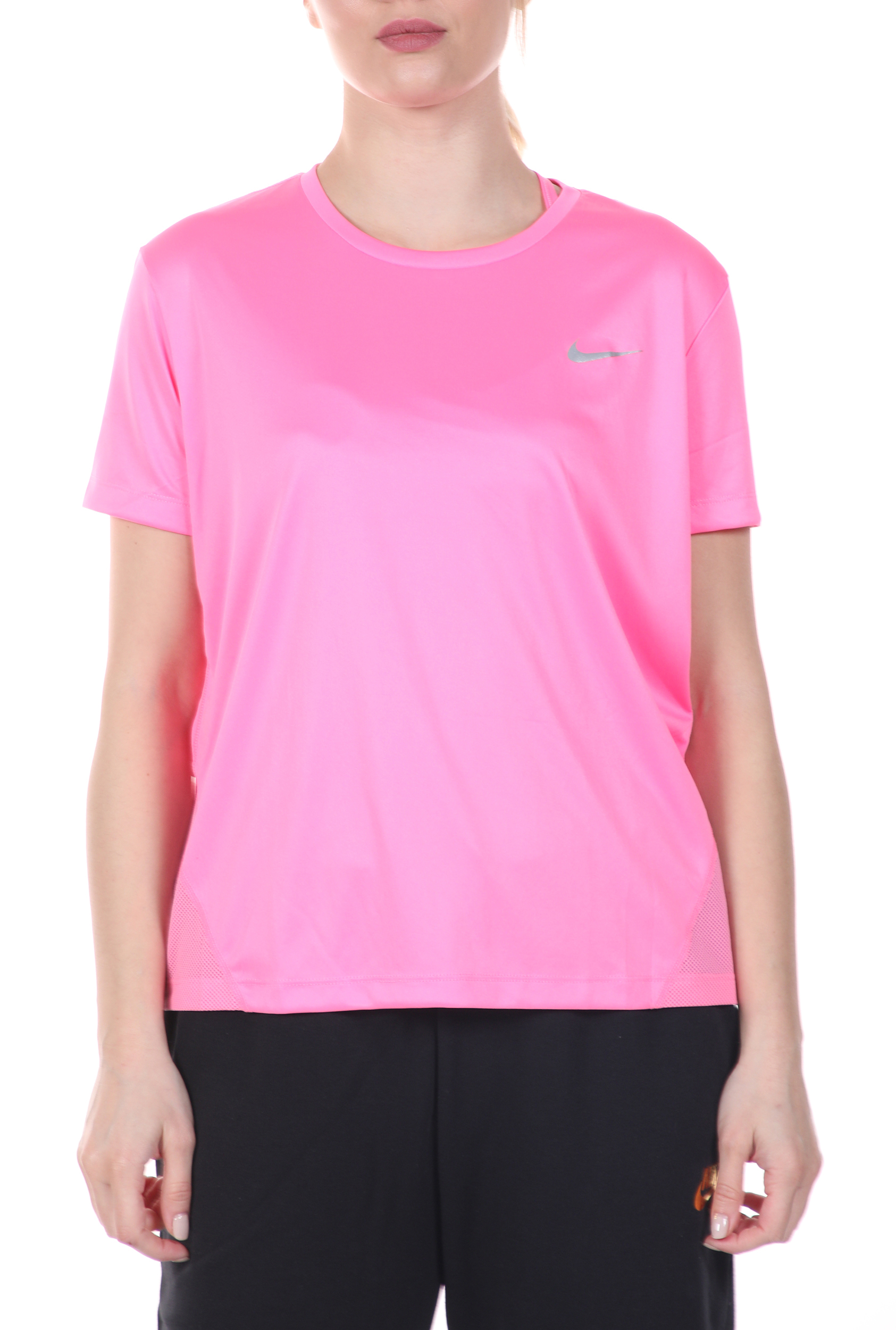 NIKE – Γυναικεία μπλούζα NIKE MILER TOP SS ροζ