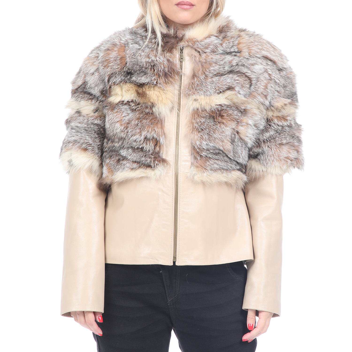 RITSELFURS – Γυναικείο δερμάτινο jacket RITSELFURS FOX μπεζ