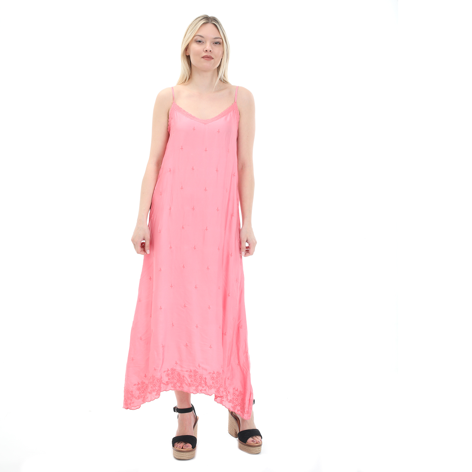 ONESEASON – Γυναικείο maxi φόρεμα ONESEASON ANTOINETTE SLIP DRESS ροζ