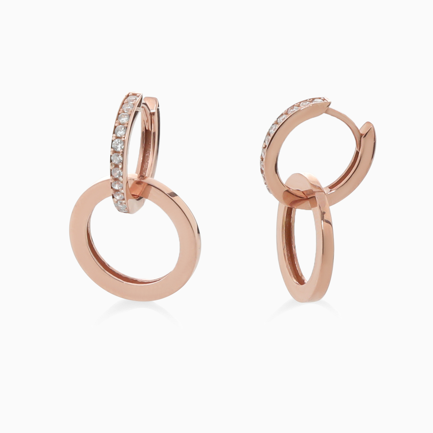 FOLLI FOLLIE – Γυναικεία ασημένια κρεμαστά σκουλαρίκια FOLLI FOLLIE Interlinking ροζ χρυσό