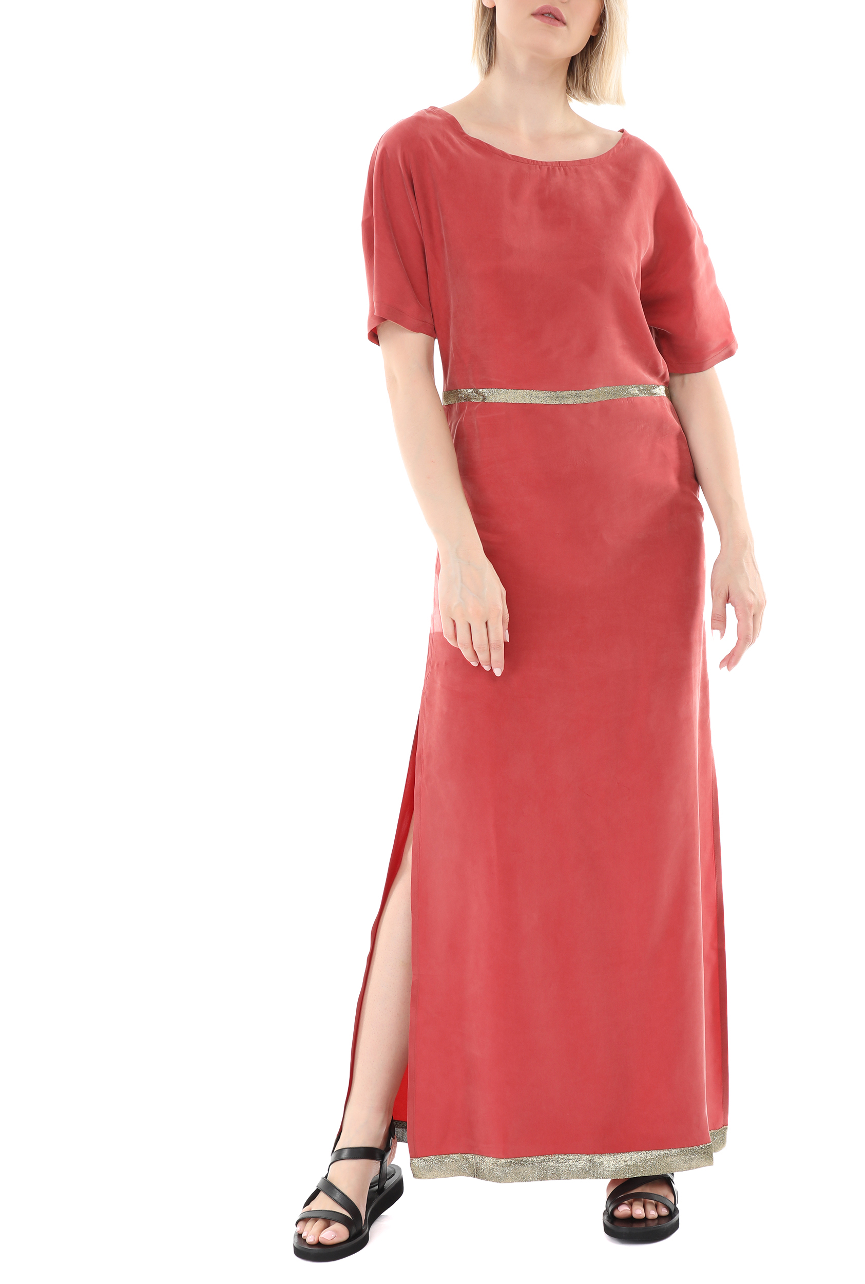 GLAMAZONS – Γυναικείο μακρύ φόρεμα GLAMAZONS TINOS κόκκινο χρυσό