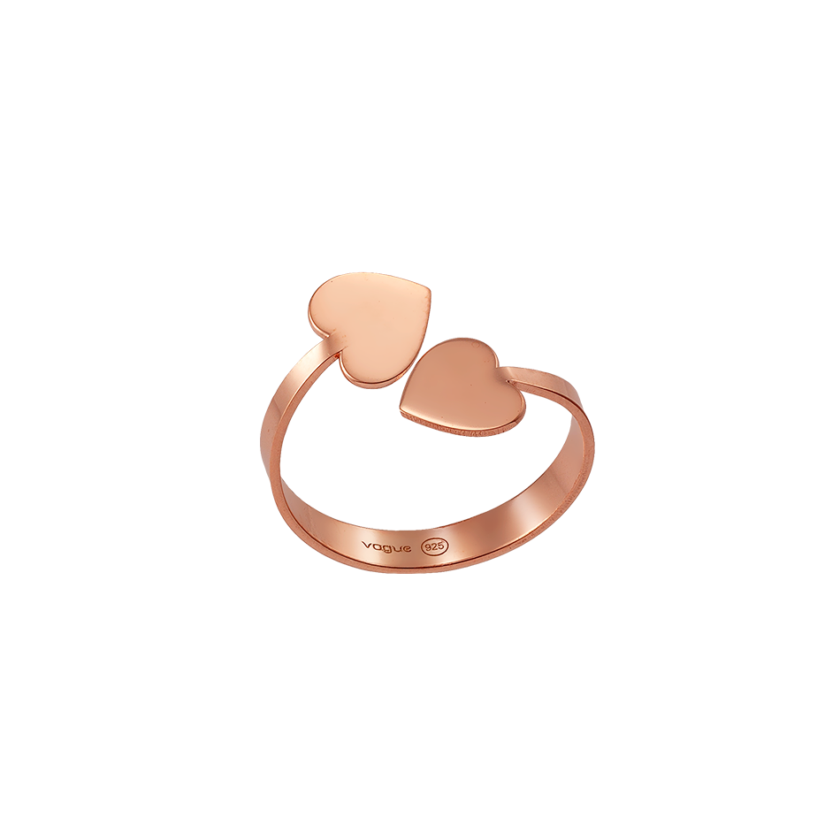 VOGUE – Γυναικείο ασημένιο δαχτυλίδι καρδιές VOGUE ροζ χρυσό
