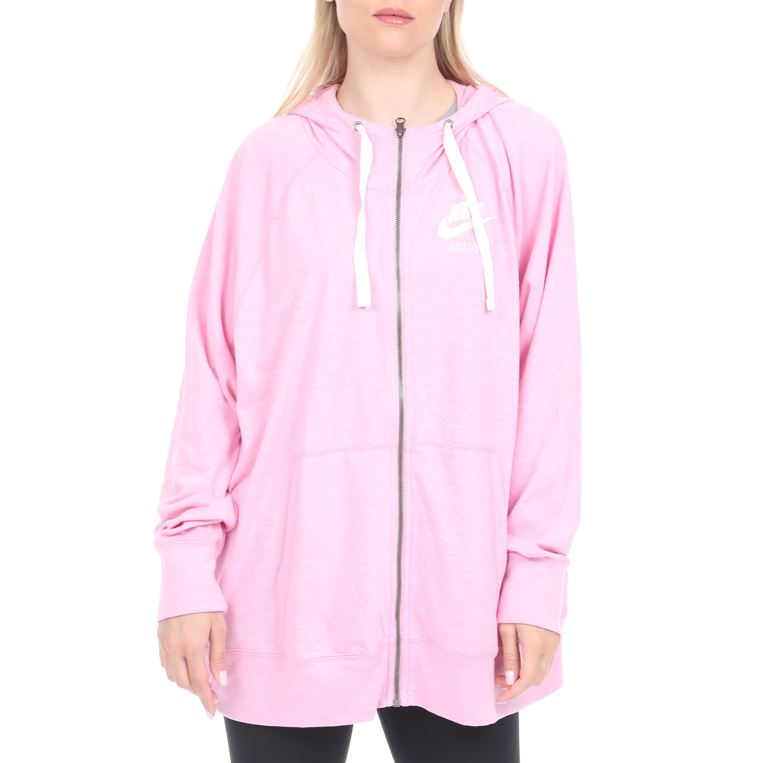 NIKE – Γυναικεία φούτερ μπλούζα NIKE NSW GYM VNTG HOODIE FZ PLUS ροζ