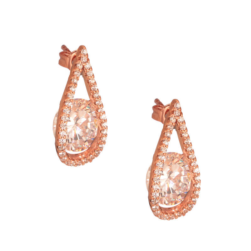 JEWELTUDE – Γυναικεία ασημένια σκουλαρίκια JEWELTUDE ροζ χρυσά