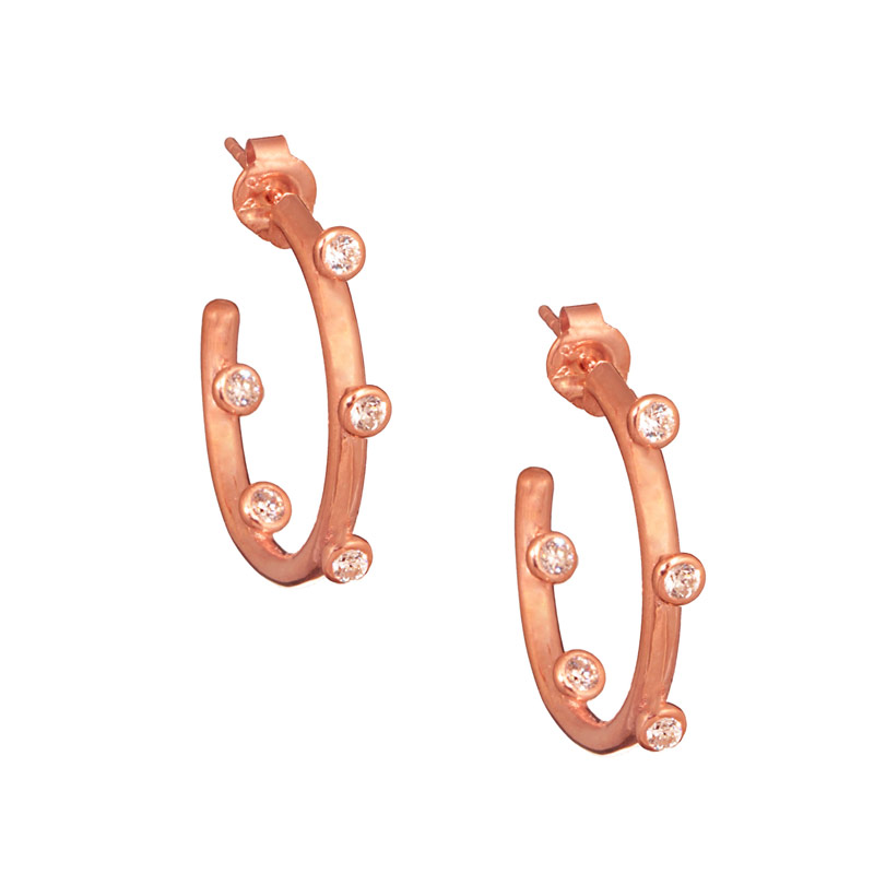 JEWELTUDE – Γυναικεία ασημένια σκουλαρίκια JEWELTUDE ροζ χρυσά