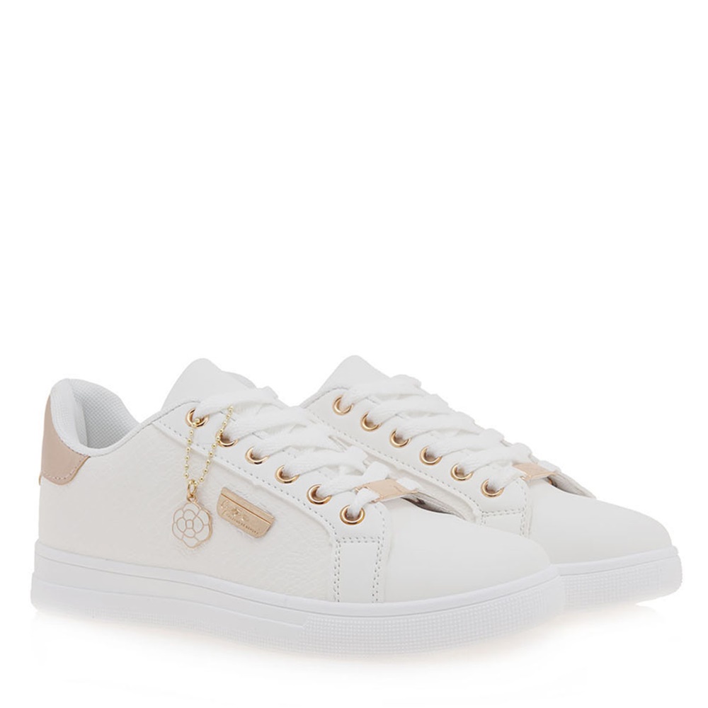 MIMSOGA – Γυναικεία sneakers MIMSOGA O184F5151 λευκά μπρονζέ