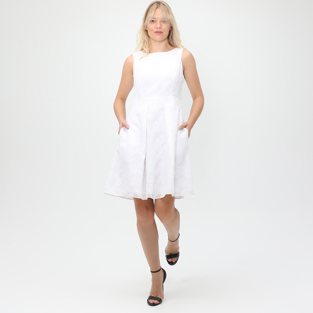 BOSS – Γυναικείο mini φόρεμα BOSS Afilly λευκό