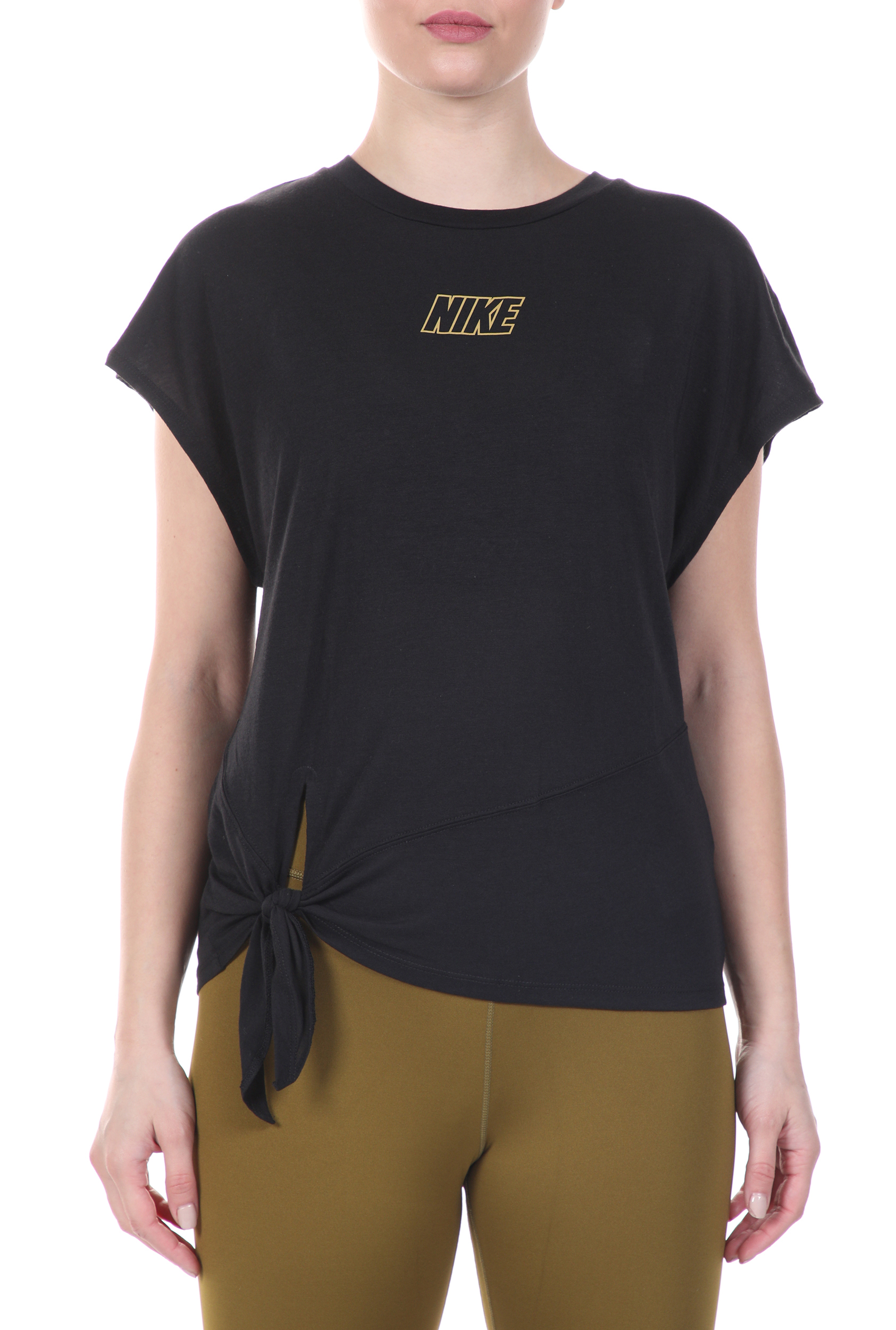 NIKE – Γυναικείο t-shirt NIKE DRY SS TOP TIE PP5 CB μαύρο