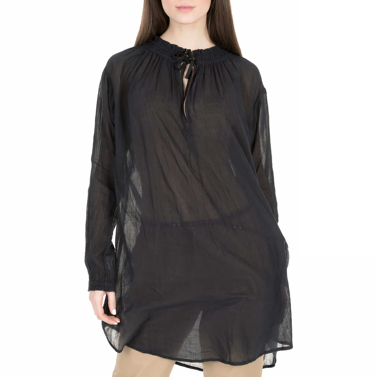 SCOTCH & SODA – Γυναικεία πουκαμίσα Scotch & Soda Home Alone cotton voile shirt μαύρη