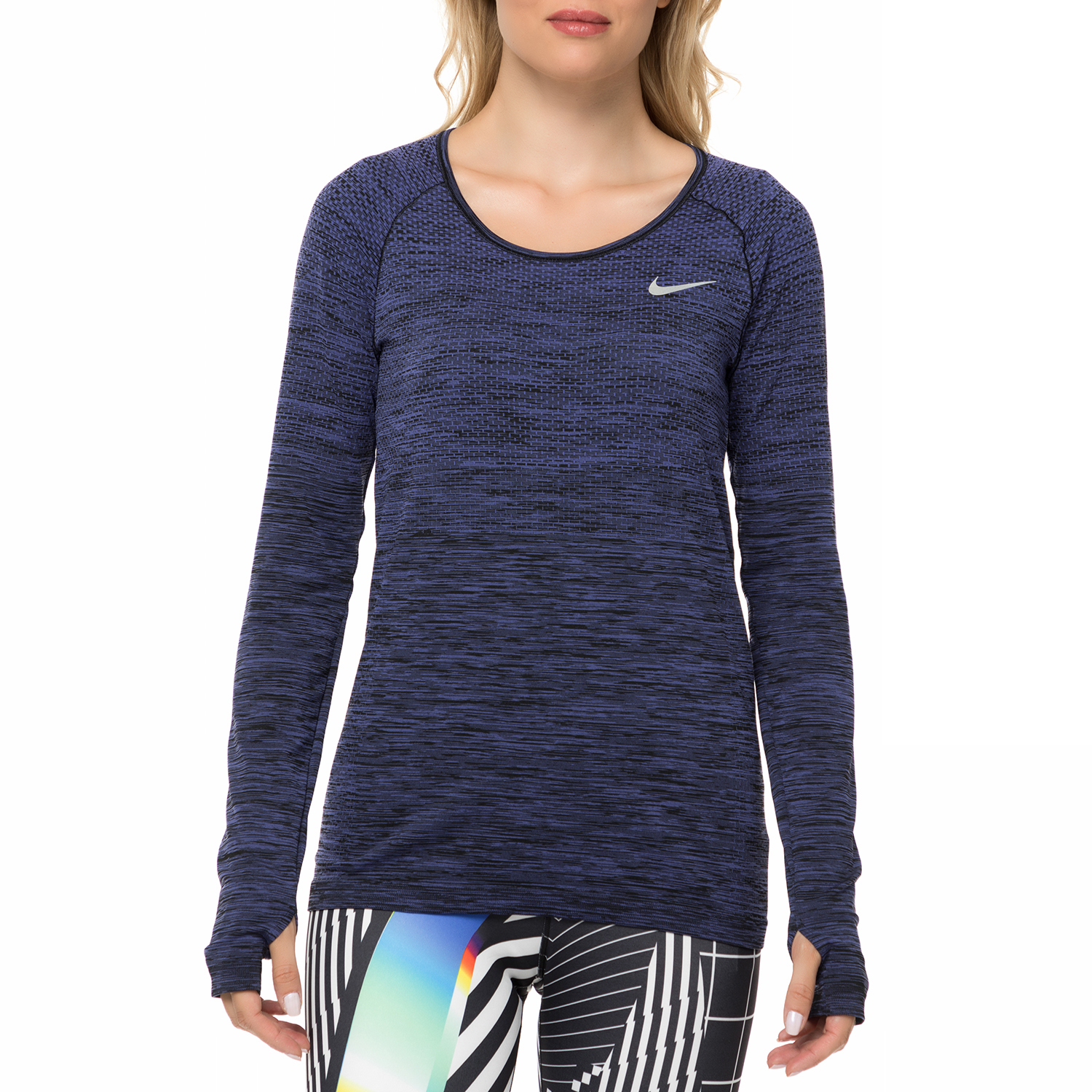 NIKE – Γυναικεία αθλητική μακρυμάνικη μπλούζα NIKE DF KNIT TOP LS μπλε